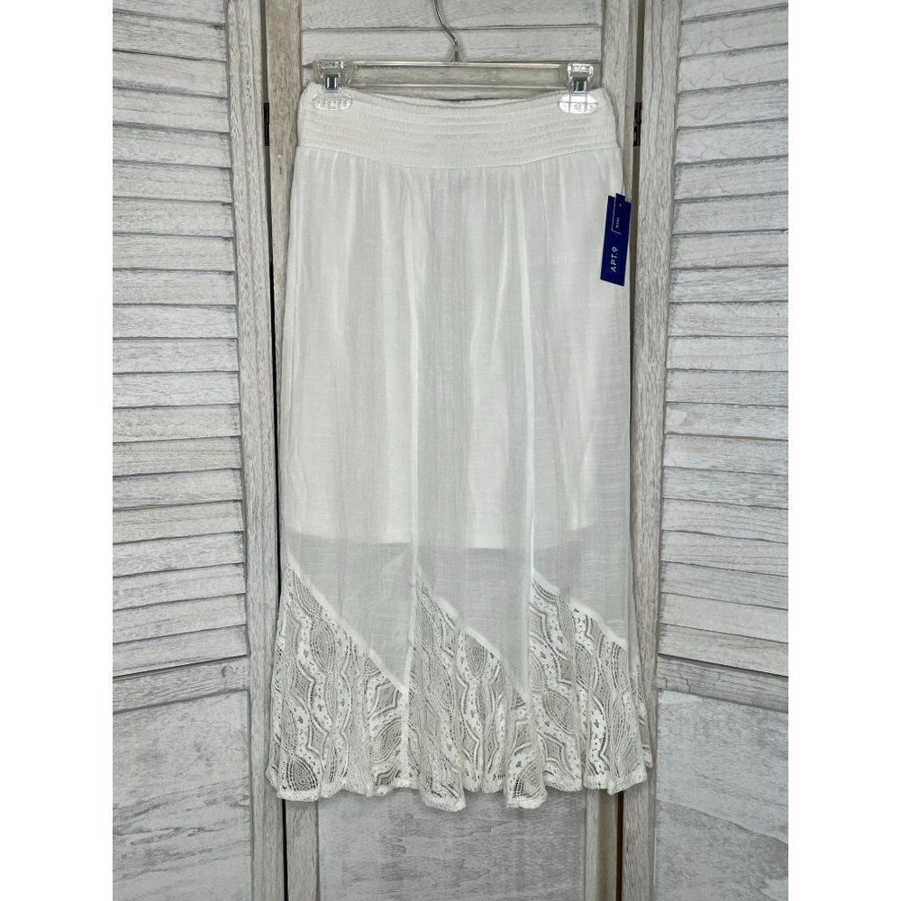 APT 9 Petites White Maxi Skirt Size PXS NWT NEW